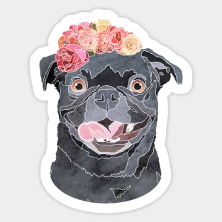 Floral Pug Sticker